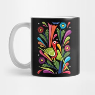 Mexican Amate Bird with Colorful Flowers by Akbaly Mug